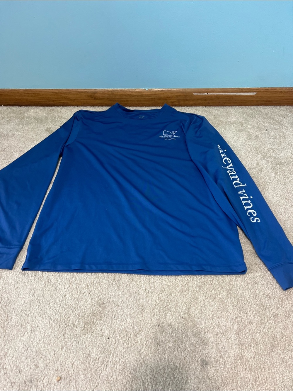 Vineyard Vines Men's Long-Sleeve Performance Shirt - Royal Blue with White Logo